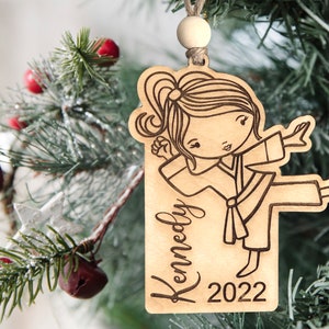 Instant digital download - Cute karate girl svg ornament file, Glowforge, lasers,  personalized ornament, karate girl, laser ready