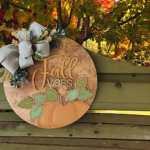 Instant digital download- Fall pumpkin laser ready svg file, laser cut file, for Glowforge or laser machines, door hanger svg, fall svg