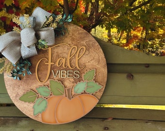Instant digital download- Fall pumpkin laser ready svg file, laser cut file, for Glowforge or laser machines, door hanger svg, fall svg