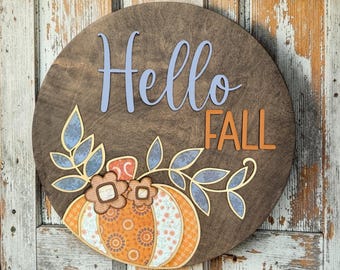 Instant digital download-Fall pumpkin welcome sign, laser ready svg file, Glowforge, laser machines, door hangers, wood sign svg