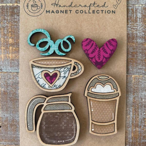 Instant digital download - Coffee Themed Magnet Collection SVG file, laser ready file, Glowforge, laser files, coffee magnets, Glowforge svg
