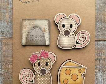 Directe digitale download - Magnetencollectie met muizenthema svg-bestand, Glowforge-bestand, lasergesneden bestand, Glowforge Aura, Glowforge ready-bestand