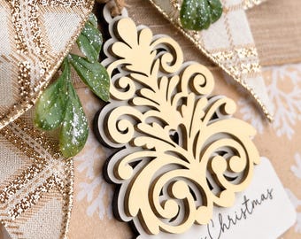 Instant Digital Download-Hand drawn filigree layered tree ornament/gift tag, laser cut engrave svg file, Glowforge svg file, laser svg file