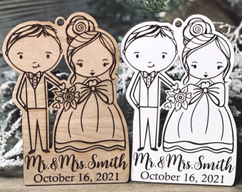 Instant digital download - Wedding Bride Groom Ornament Engrave svg file for Glowforge and laser cutters, personalized wedding ornament