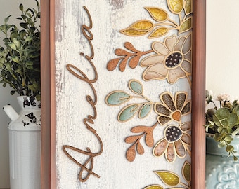 Instant Digital Download - Tall floral laser ready svg file, perfect for Glowforge, laser machines, cut or engrave svg, floral sign svg