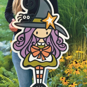 Descarga digital instantánea: lindo archivo svg de láser de bruja, compatible con Glowforge, decoración de Halloween, archivo láser de Halloween, archivo svg de láser de bruja