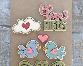Instant digital download - Love bird themed magnets laser svg file, laser ready file, Glowforge svg file, laser cut file, laser svg fil
