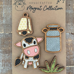 Téléchargement numérique instantané - fichier SVG de la collection d'aimants de vache mignonne, fichier prêt pour le laser, Glowforge, svg laser, ensemble d'aimants, vache svg
