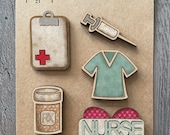 Instant digital download - Nursing themed magnet collection SVG file, laser ready file, Glowforge, laser svg, Glowforge Aura laser file