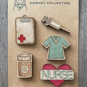 Téléchargement numérique instantané - Collection d'aimants sur le thème des soins infirmiers, fichier SVG, fichier prêt pour le laser, Glowforge, svg laser, fichier laser Glowforge Aura