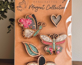 Descarga digital instantánea: archivo SVG de colección de imanes Pretty Butterfly, archivo listo para láser, Glowforge, archivos SVG de láser, archivos SVG de conjunto de imanes