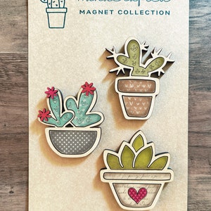 Download digital instantâneo - arquivo SVG de coleção de ímãs temáticos de cactos e suculentas, arquivo pronto para laser, Glowforge, laser svg, arquivo Glowforge Aura