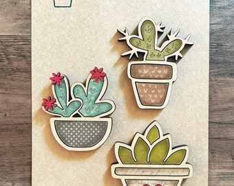 Instant digital download-Cactus and succulent themed magnet collection SVG file, laser ready file, Glowforge, laser svg, Glowforge Aura file