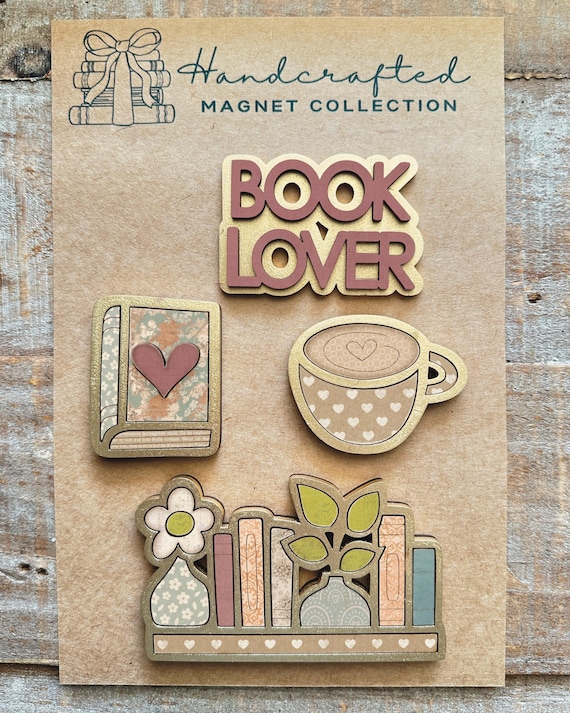 Instant digital download - Book themed magnet collection SVG file, laser ready file, Glowforge, laser svg, magnet set, laser svg file