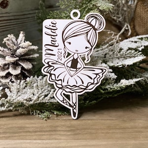 Instant digital download - Ballerina Ornament Engrave svg file for Glowforge and laser cutters, personalized ornament, dance svg, laser