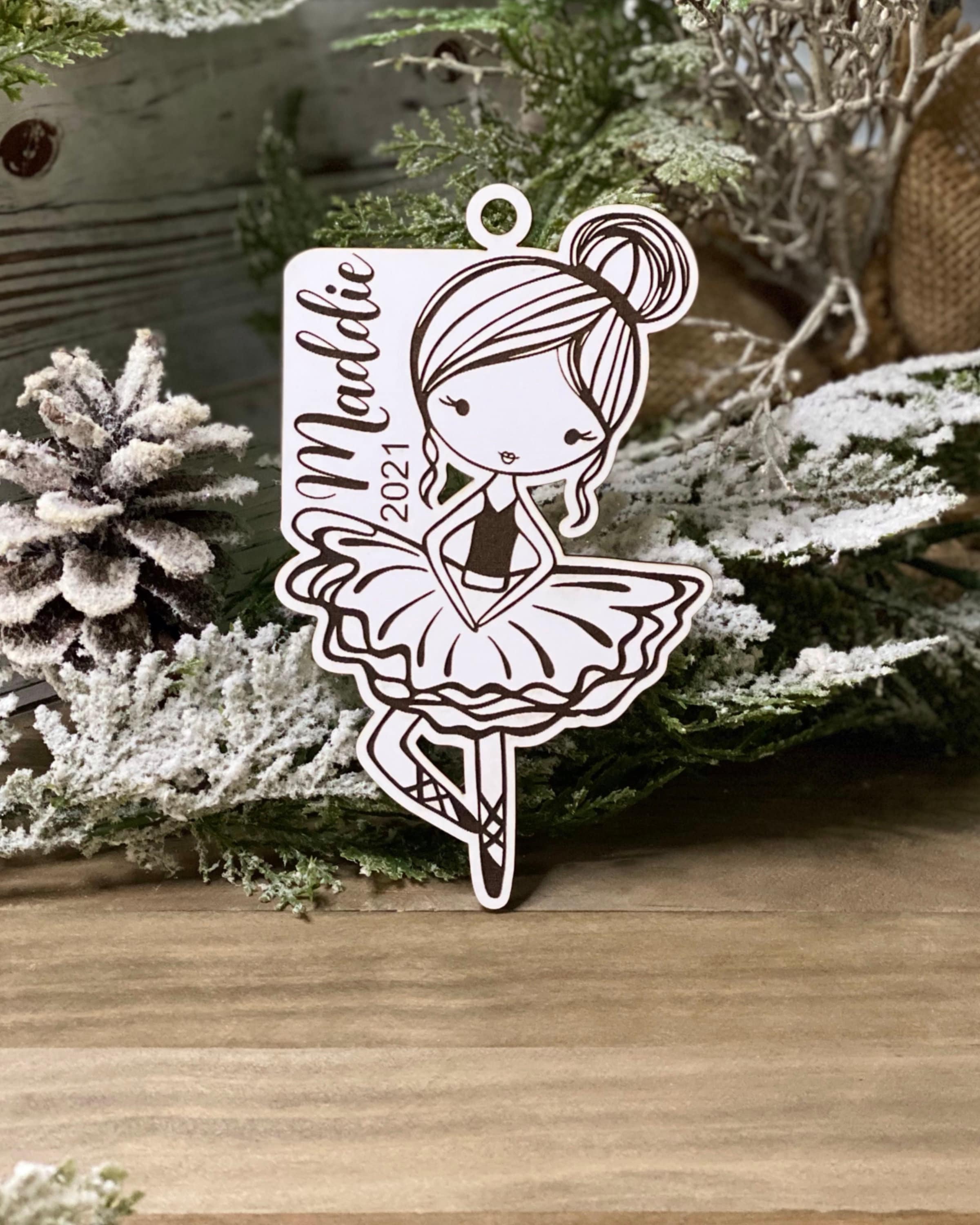 Instant digital download - Ballerina Ornament Engrave svg file for Glowforge and laser cutters, personalized ornament, dance svg, laser