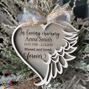 Descarga digital instantánea: archivo svg grabado de adorno conmemorativo, corazón con alas, personalizable, perfecto para Glowforge y máquinas láser