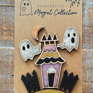 Téléchargement numérique instantané - fichier SVG de la maison hantée Halloween Magnet Collection, fichier prêt pour le laser, Glowforge, svg laser, ensemble d'aimants, halloween