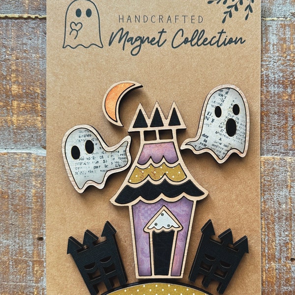 Instant digital download - Haunted House Halloween Magnet Collection SVG file, laser ready file, Glowforge, laser svg, magnet set, halloween
