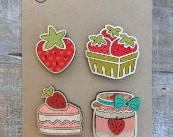 Instant digital download - Strawberry themed magnets laser svg file, laser ready file, Glowforge svg file, laser cut file, laser svg file