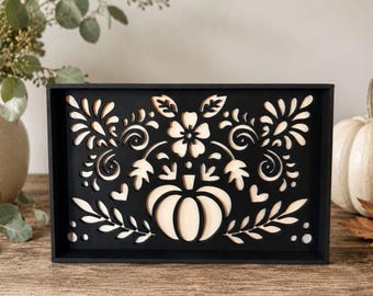 Instant digital download- Layered pumpkin tray, laser cut svg file, Glowforge svg file, laser svg file, folk art fall decor, 1/8" material