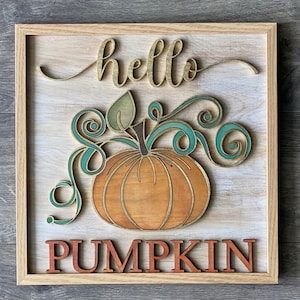 Instant digital download- Hello Pumpkin fall svg file, wood sign or door hanger file, perfect for Glowforge, laser machines