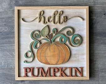 Download digital instantâneo - arquivo svg de outono Hello Pumpkin, arquivo para placa de madeira ou cabide de porta, perfeito para Glowforge, máquinas a laser
