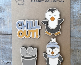 Instant digital download - Penguin themed magnets laser svg file, laser ready file, Glowforge svg file, laser cut file, laser svg file