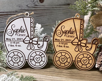 Instant digital download - New Baby Ornament Engrave svg file for Glowforge and laser cutters, personalized ornament, baby announcement svg