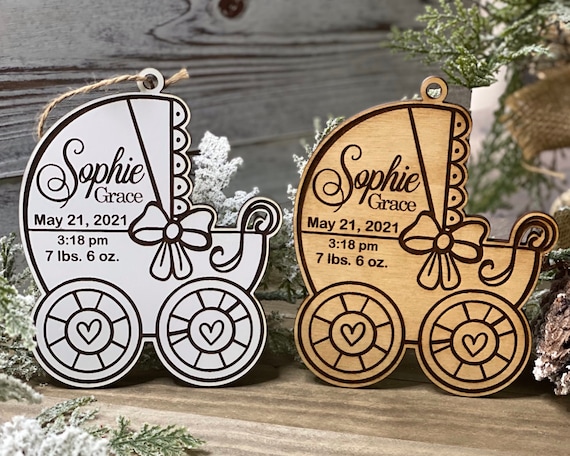 Instant digital download - New Baby Ornament Engrave svg file for Glowforge and laser cutters, personalized ornament, baby announcement svg