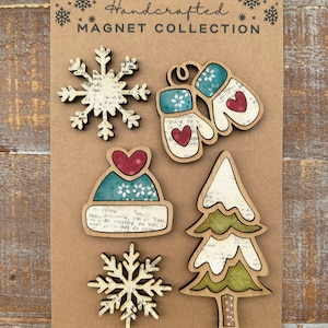 Téléchargement numérique instantané - Mignon neige ou hiver Magnet Collection SVG, fichier prêt pour le laser, Glowforge, svg laser, aimants de vacances