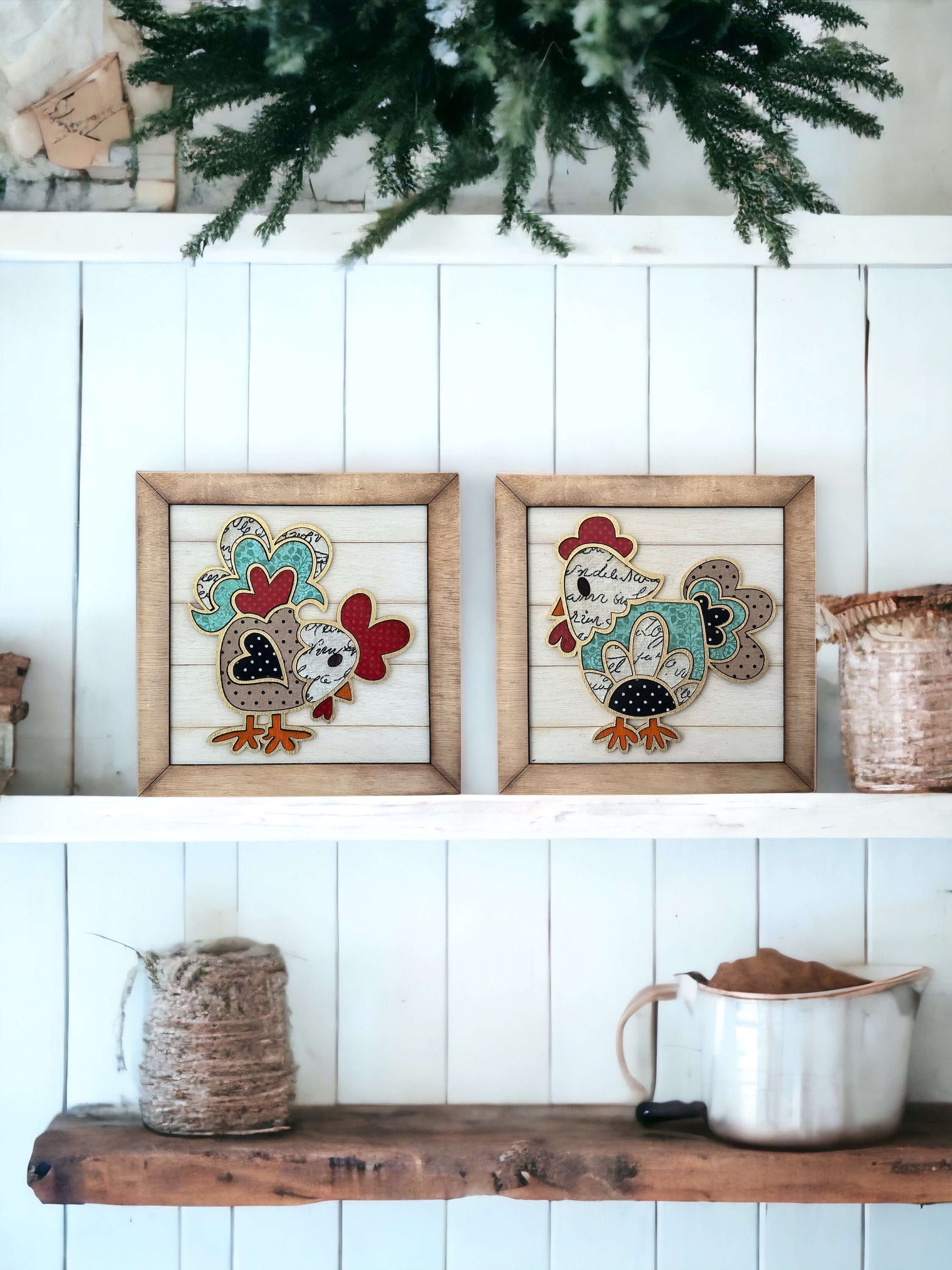 Instant Digital Download - Bundle of Two Whimsical Chicken Signs, Laser ...