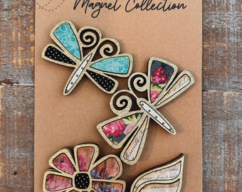 Instant digital download - Cute Dragonfly Magnet Collection SVG file, laser ready file, Glowforge, laser svg, magnet set, dragonflies