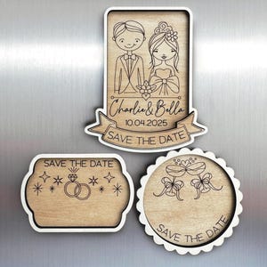 Download digital instantâneo - Desconto em pacote, três arquivos laser de ímã de casamento, Glowforge svg, Glowforge aura, arquivo laser svg, noiva noivo svg