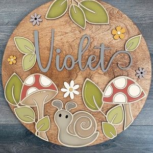 Instant digitale download: slak en paddestoel laser klaar svg-bestand, lasergesneden bestand, Glowforge lasermachines, deurhanger svg, teken kwekerij