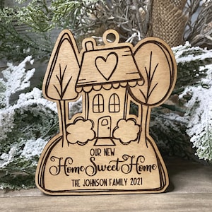 Instant digital download - New House Ornament Engrave svg file for Glowforge and laser cutters, personalized ornament, realtor gift