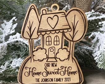 Instant digital download - New House Ornament Engrave svg file for Glowforge and laser cutters, personalized ornament, realtor gift
