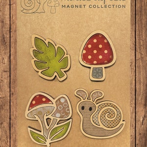 Instant digital download - Snail and Mushroom Magnet Set svg file, laser ready file, Glowforge file, Glowforge ready, Glowforge Aura, laser