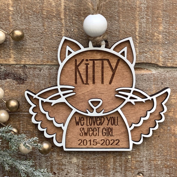 Instant digital download- Cat memorial svg file, cat memorial ornament - for Glowforge, laser engraving, laser ready file, pet memorial svg