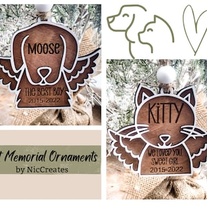 Instant digital download- Pet memorial ornaments, dog and cat bundle memorial ornaments, laser ready file for Glowforge or other lasers