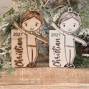 Instant digital download - Cute boy dancer svg ornament file for Glowforge and laser cutters, personalized ornament, boy dancer ornament
