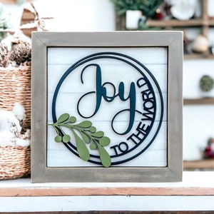 Descarga digital instantánea: archivo SVG del letrero de granja Joy to the World, glowforge svg, archivo listo para láser, letrero navideño, letrero láser festivo