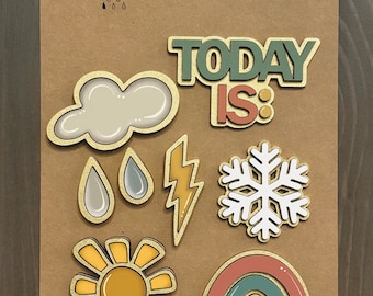 Directe digitale download - magneetset met weerthema svg-bestand, laserklaar bestand, Glowforge-bestand, Glowforge klaar, Glowforge Aura, laser
