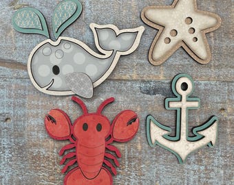 Instant digitale download: magneetset kustthema svg-bestand, laserklaar bestand, Glowforge-bestand, Glowforge klaar, Glowforge Aura, lasersvg