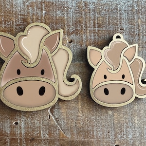 Téléchargement numérique instantané - fichier svg cheval aimant et porte-clé, fichier prêt pour le laser, fichier Glowforge, Glowforge, Glowforge Aura, svg laser