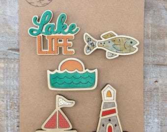 Instant digital download - Lake life themed magnets laser svg file, laser ready file, Glowforge svg file, laser cut file, laser svg file