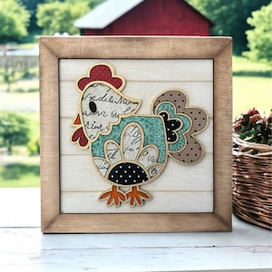 Téléchargement numérique instantané - signe de poulet fantaisiste, graphique de poulet, fichier svg prêt pour le laser, svg laser Glowforge, svg de décoration de cuisine de poulet