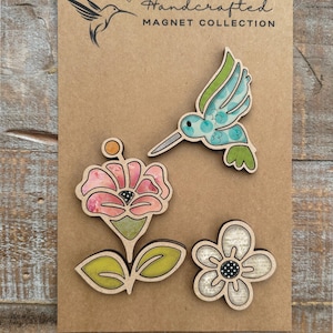 Téléchargement numérique instantané - fichier svg Hummingbird Magnet Collection, fichier Glowforge, fichier découpé au laser, Glowforge Aura, fichier prêt pour Glowforge