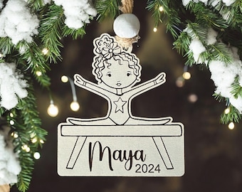 Instant digital download- Gymnast girl ornament svg, engrave cut svg file for Glowforge and laser machines, glowforge file, glowforge aura