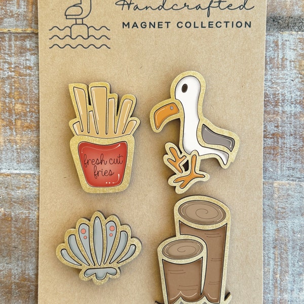Instant digital download - Seagull, beach town themed magnet collection SVG file, laser ready file, Glowforge, laser svg, laser file